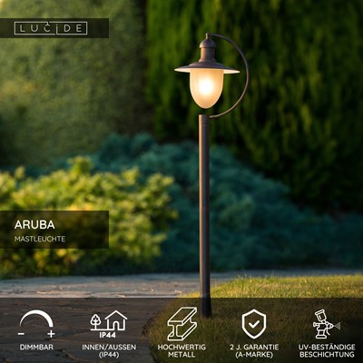 Lucide ARUBA - Mastleuchte - Ø 25 cm - 1xE27 - IP44 - Rostfarbe